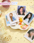 18 Sheets Scrapbook Kpop Stickers Adhesive Decor Shinny Korean Stickers for Photocards Butterfly Star Moon Waterproof Cute Stickers for Scrapbooking Planner Diary Decoration (Gold, Silver, Heart)