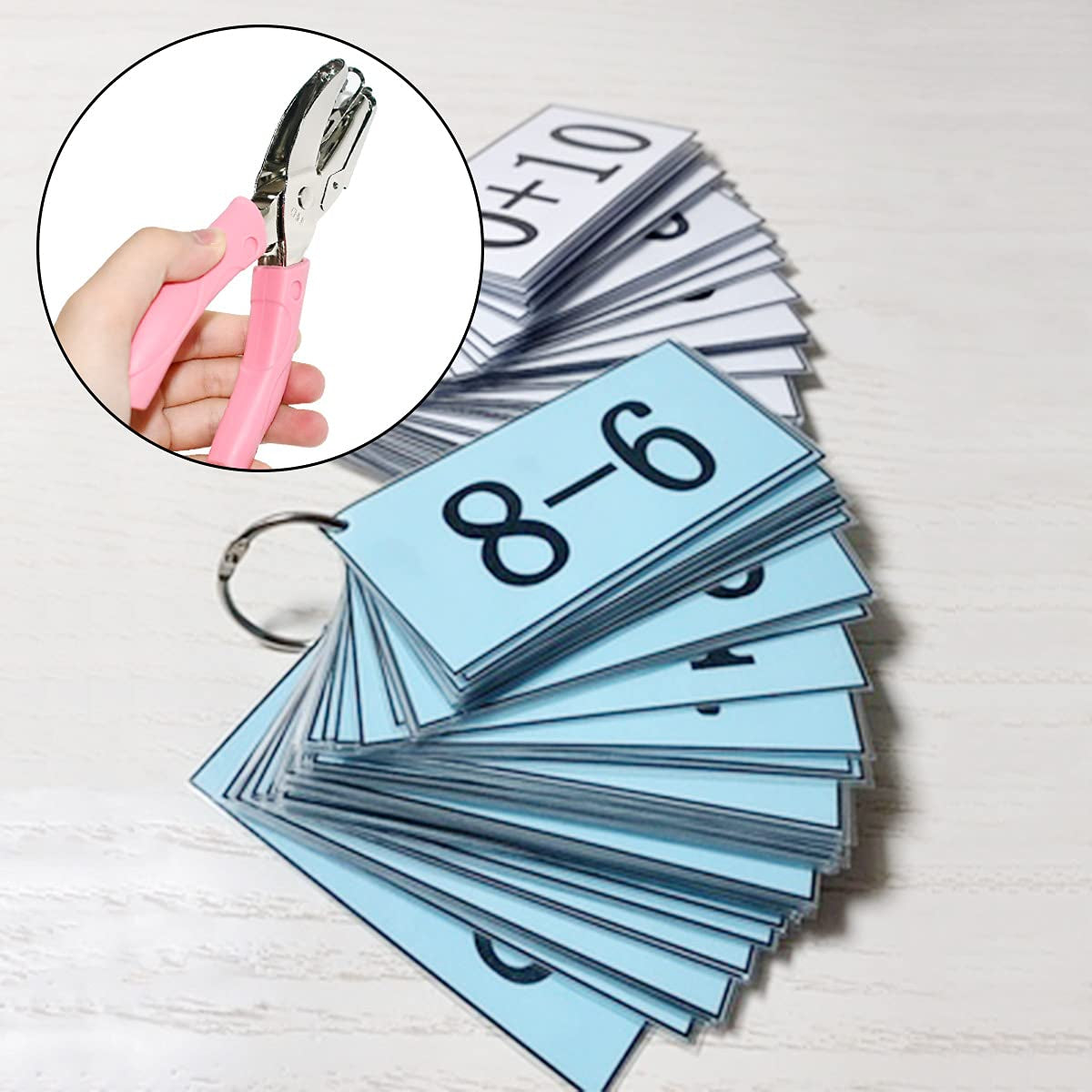 Handheld Hole Paper Punch Puncher for Craft Paper Tags Clothing Ticket DIY Scrapbook Tool, with Pink Soft Handheld Grip (Middle Circle 1/8 Inch)