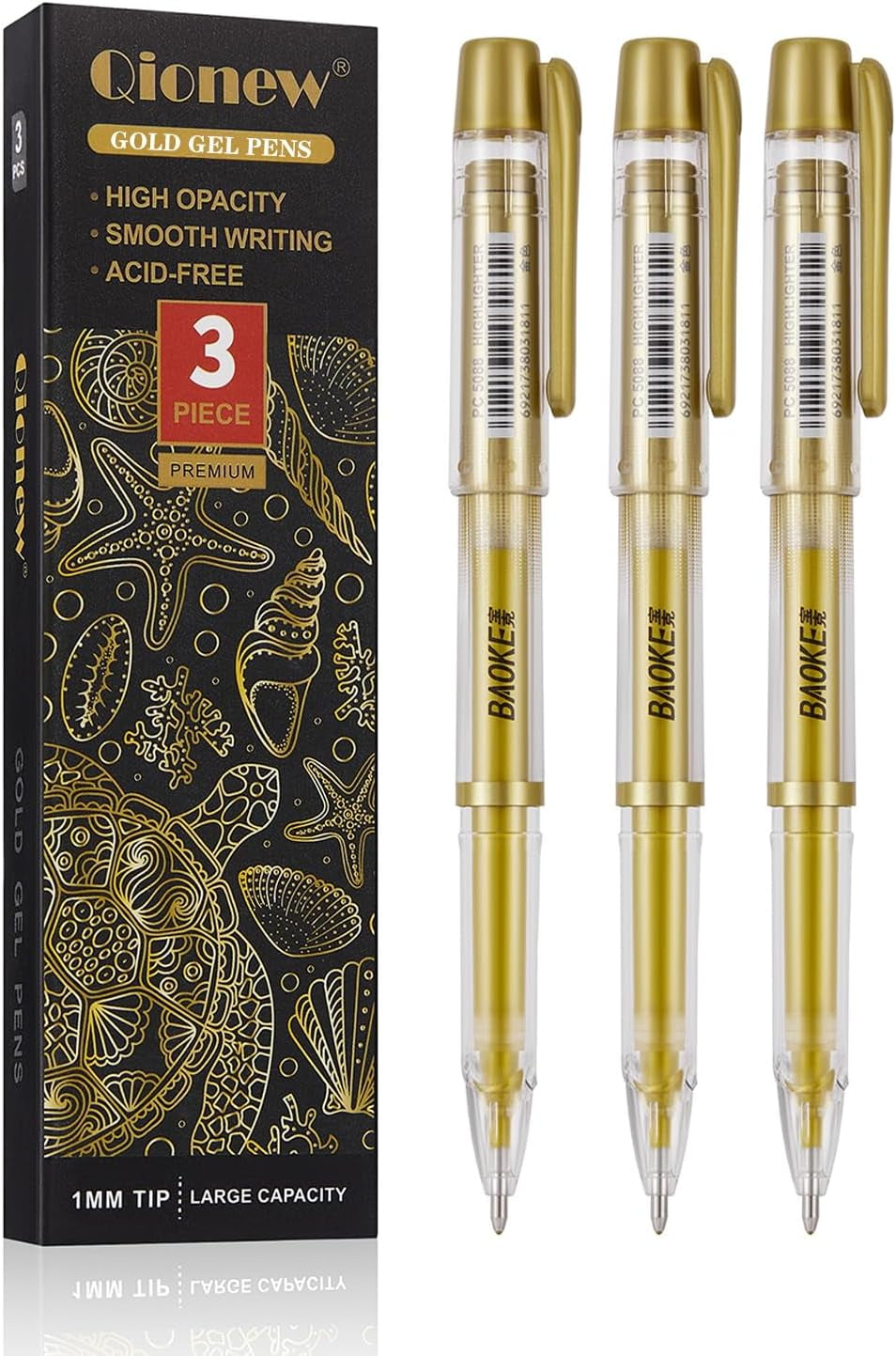 3 Colors Gel Pen Set - White, Gold and Silver .1Mm Extra Fine Point Pens Gel Ink Pens Opaque Archival Ink Pens for Black Paper Drawing, Sketching, Illustration, Card Making, Bullet Journaling