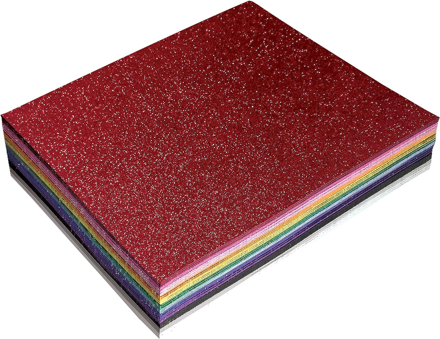 36 Pack Glitter Foam Sheets, 9 X 12 Inch, Assorted 12 Colors, for Arts and Crafts, 36 Sheets