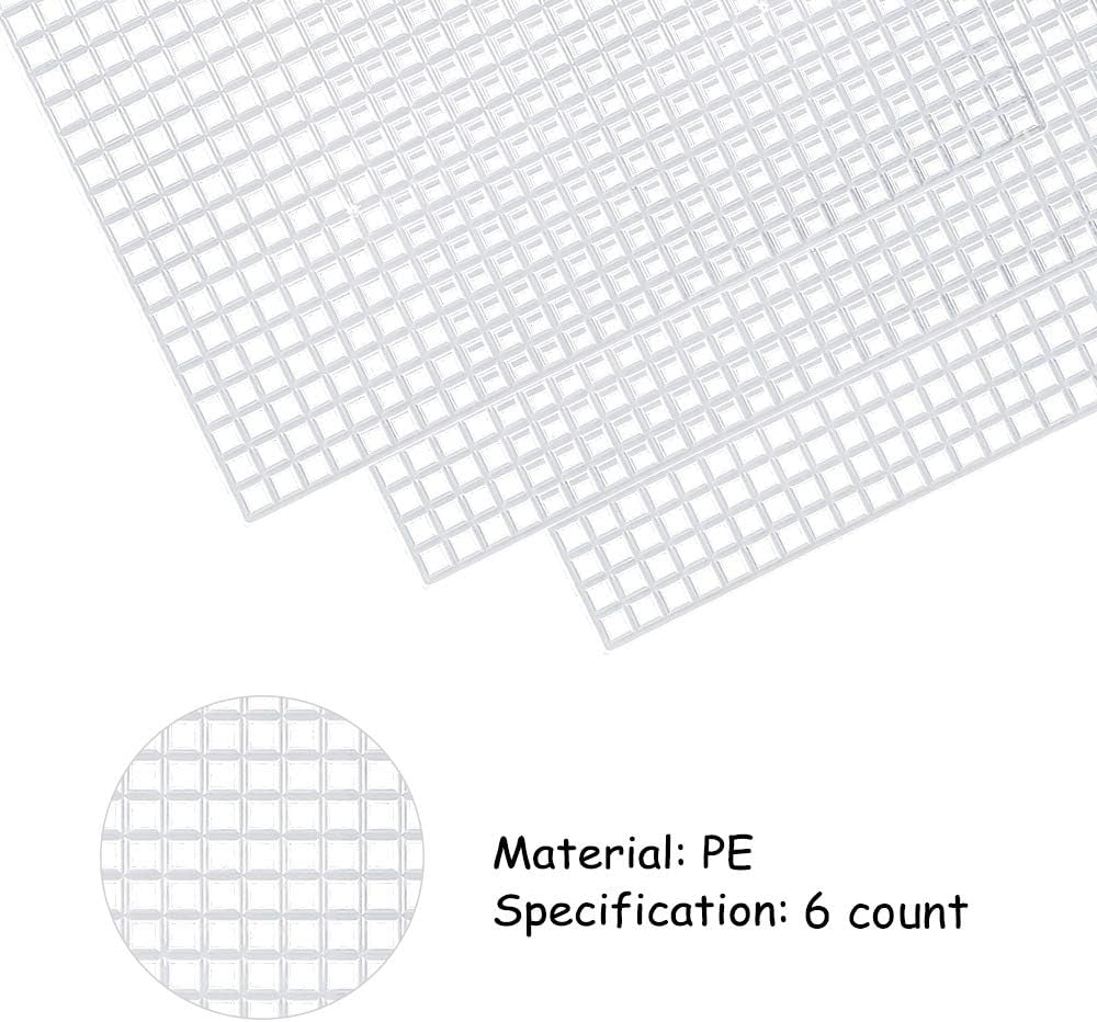 33 Pieces Mesh Plastic Canvas Sheets Kit Including 15 Pieces Clear Plastic Canvas, 12 Color Acrylic Yarn and Embroidery Tools for Embroidery Plastic Canvas Craft