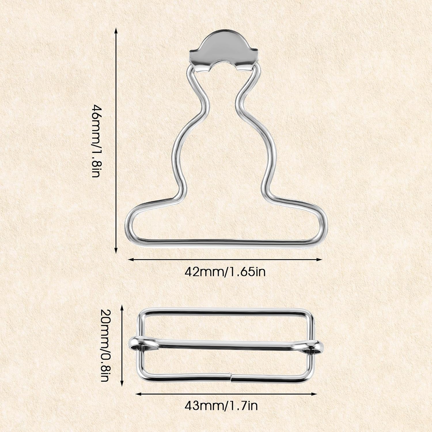 2 Pairs Metal Overall Buckles Suspender Buckle with Rectangle Adjustable Overall Bib Clips Replacement No-Sew Button