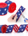 4 Rolls Patriotic Day Wired Ribbon 20 Yard 4Th of July Red White Blue Decorative Ribbon American Patriotic Day Edge Ribbons for Independence Day Bows DIY Wreath Making Crafts Memorial Day