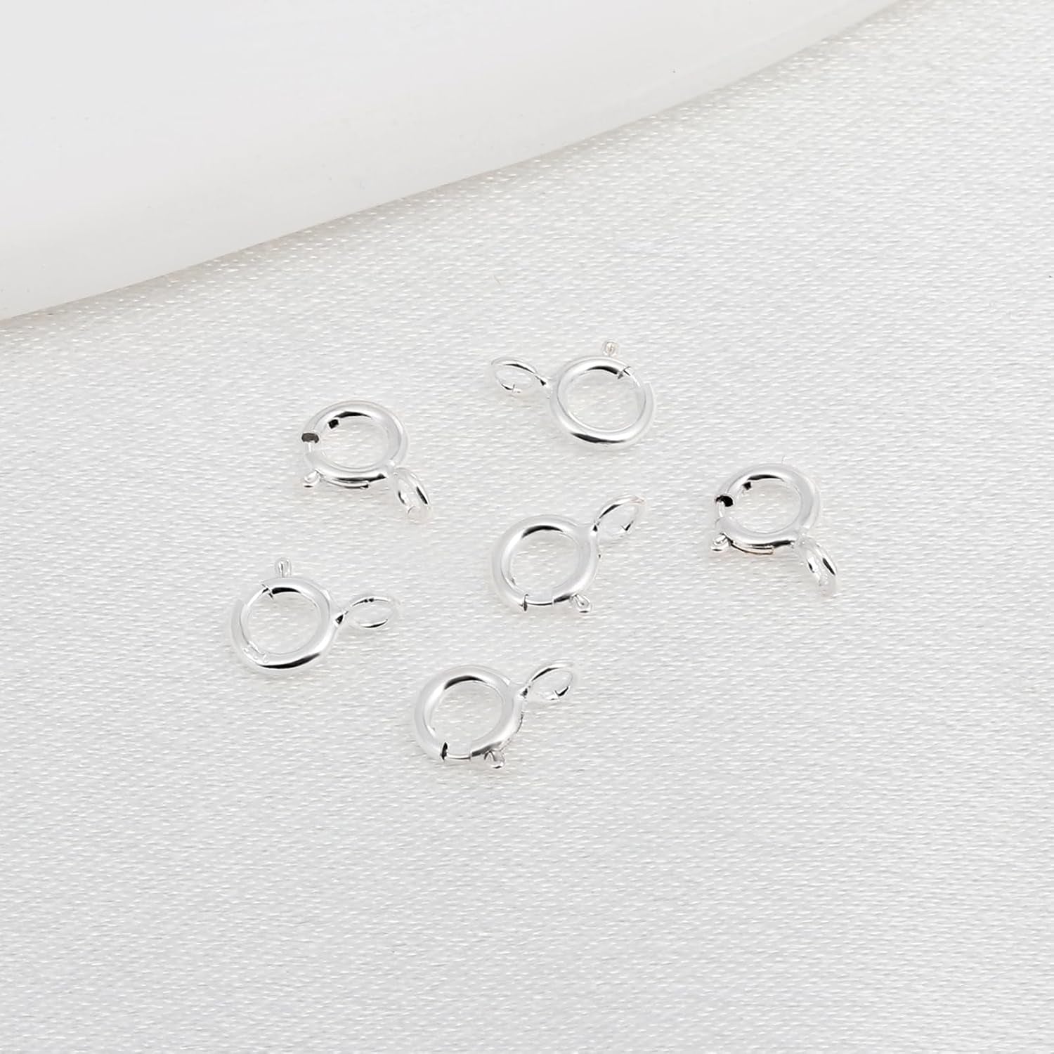 925 Sterling Silver Necklace Clasps - 5Mm Spring Clasps for Jewelry Making, Sterling Silver 4Mm Jump Rings, Jewelry Clasps and Closures, Suitable for Jewelry Making Necklace (Sterling Silver)