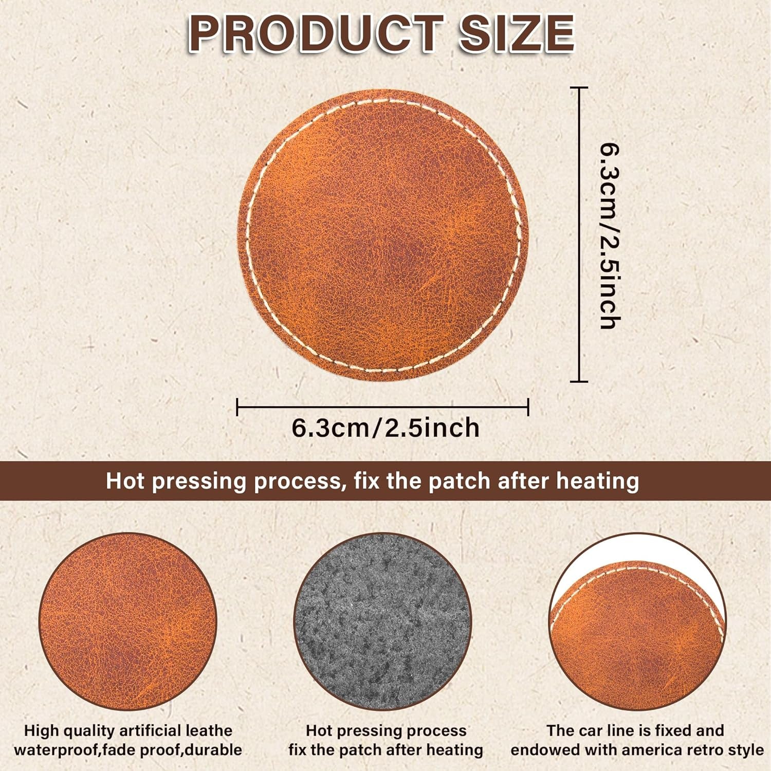 60 Pcs Blank Leatherette Hat Patches and Adhesive Laser Artificial Leather round Patches, Artificial Leather Patches for Hats Custom Fabric Repair Seam Laser Supplies