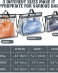 15 Pieces Dust Cover Organizer Bags for Handbags, 3 Sizes Clear Handbag Storage Bag Purse Storage with Zipper and Handles Dust Bags for Purses Handbags Closet, 5 Each Size (Gray)