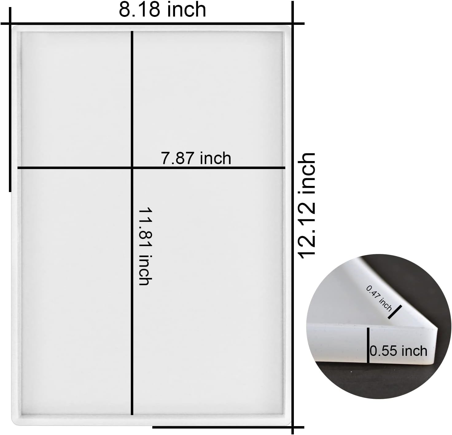 Silicone Large Deep Flat Tray Mold with Handles, Rectangle Mold for Resin Casting