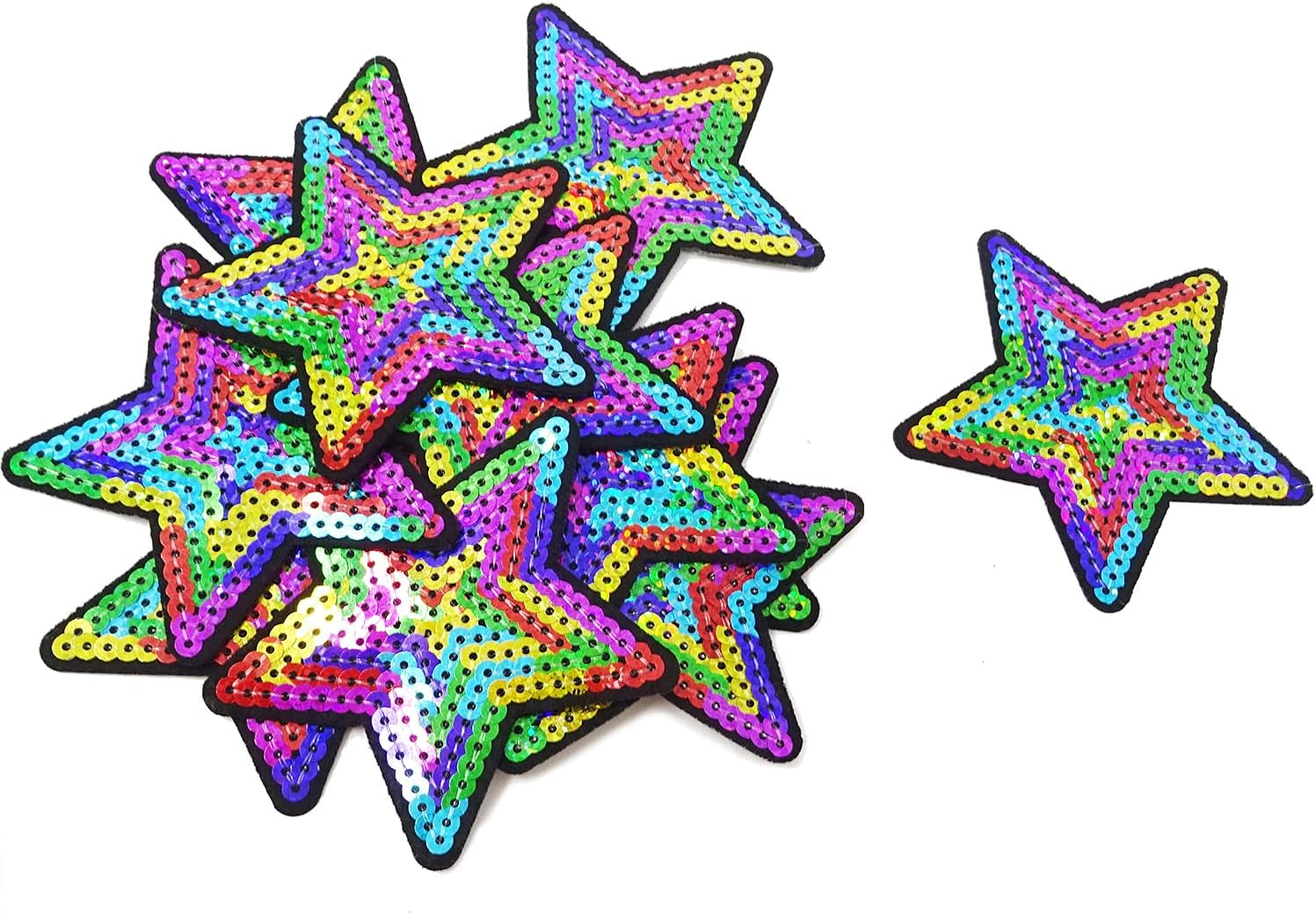 12PCS Sequins Star Patche Appliques for Embroidery (Coloful)