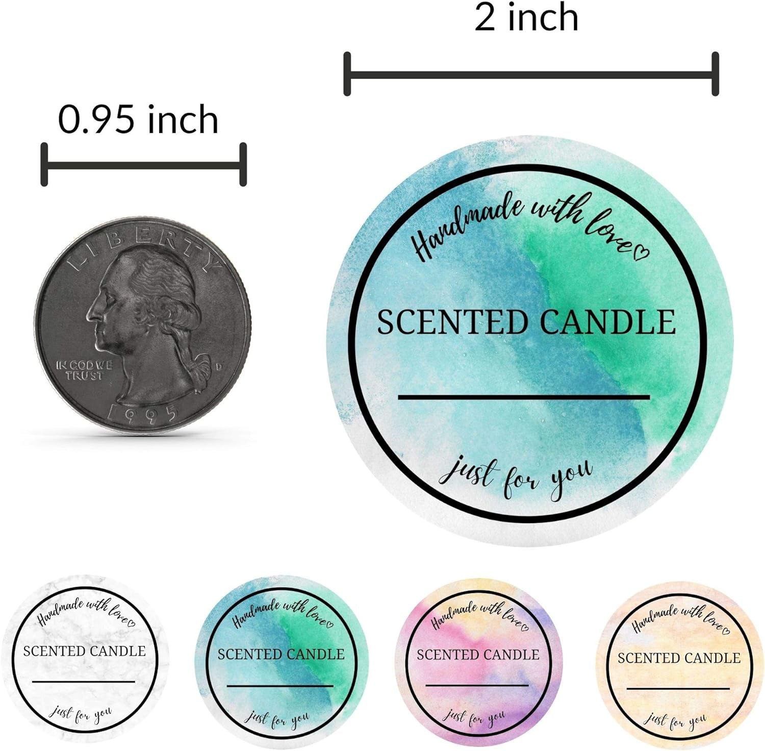 Candle Label Roll | 2 Inch I 300Pcs Waterproof Labels for Candle Making Supplies, Candle Tins, Candle Container, Candle Jars with Lids, Candle Boxes Packaging