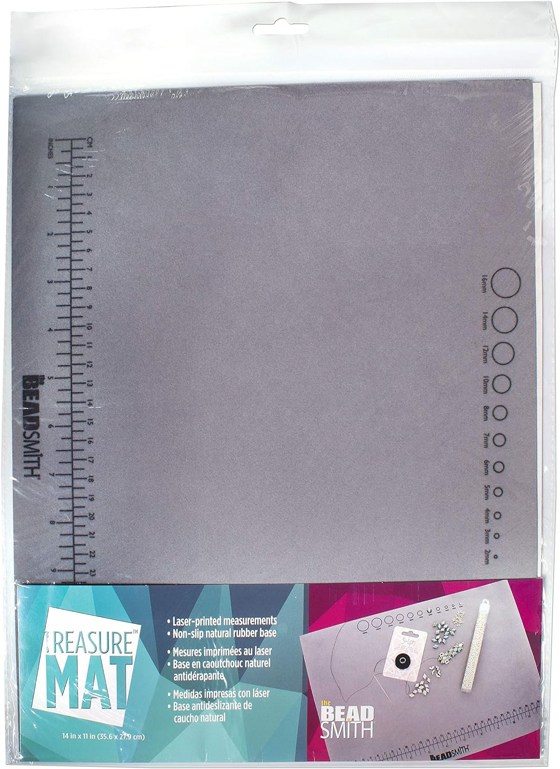 Non-Slip Treasure Mat, 11 X 14 Inches, Non-Slip Rubber Base with Soft Padded Surface, Laser Printed Measurements in Both Inches and Centimetres, Hangable Retail Put Up