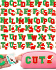 104 Pcs Chenille Letter Patches Iron on Letters Varsity Letter Patches Self Adhesive Chenille Patches Chenille Embroidered Patch for Clothing(Green, Red, Cute)