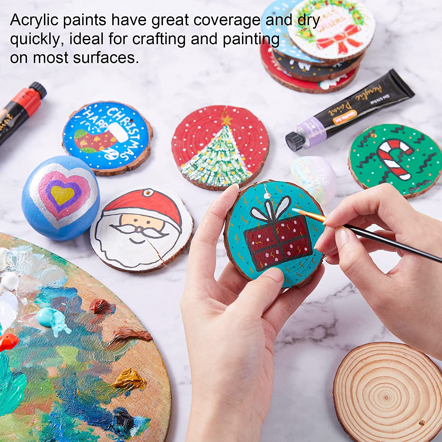 82 Pack Acrylic Paint Set,  66 Colors Acrylic Paint with 10 Brushes, 22Ml/0.74Oz Tubes, Vibrant Colors, Artist Painting Supplies for Kids, Adults Painting &amp; Crafting on Canvas, Wood Ceramic