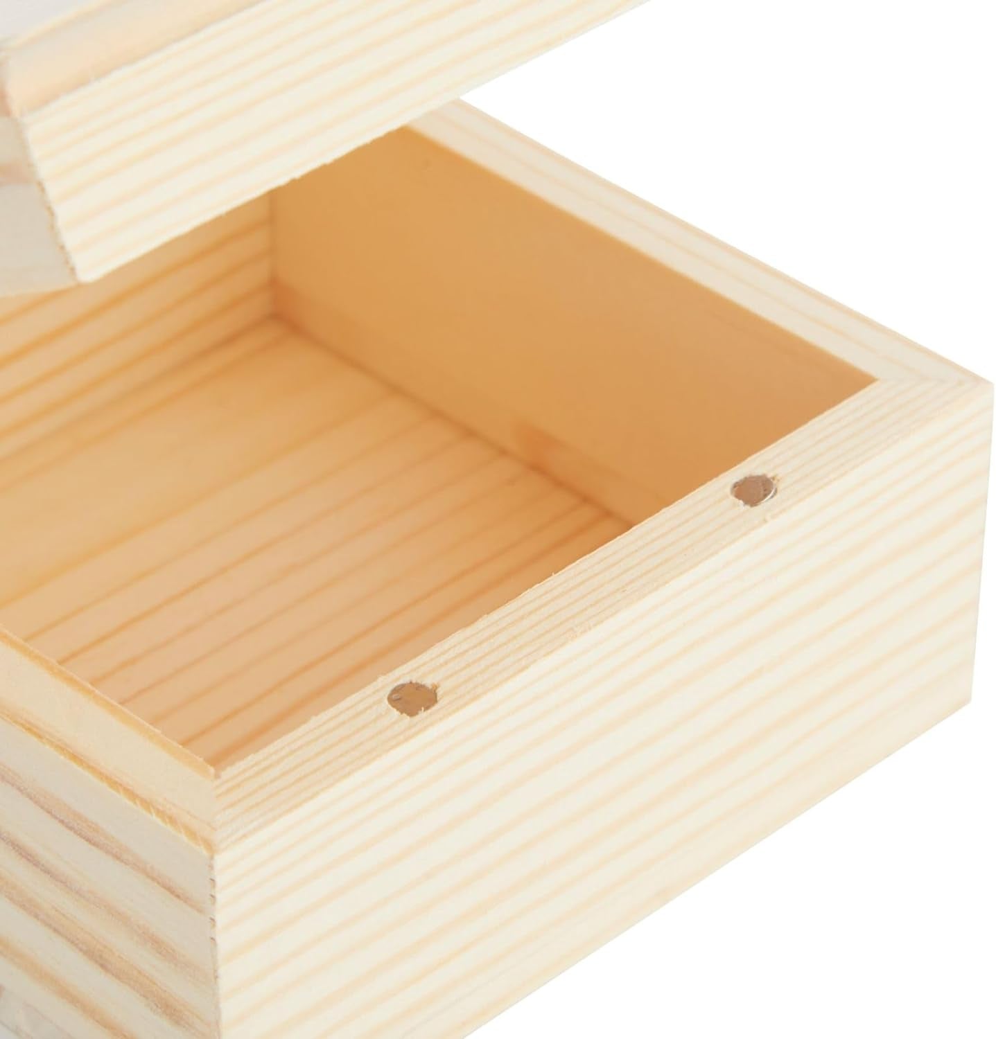 6 Pack Unfinished Wooden Boxes with Hinged Lids, Pinewood Magnetic Wood Box for Crafts, Jewelry Storage (3.5 X 3.5 X 2 In)