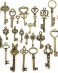 Vintage Skeleton Key in Antique Bronze Style - Set of 46Pcs (HM107)