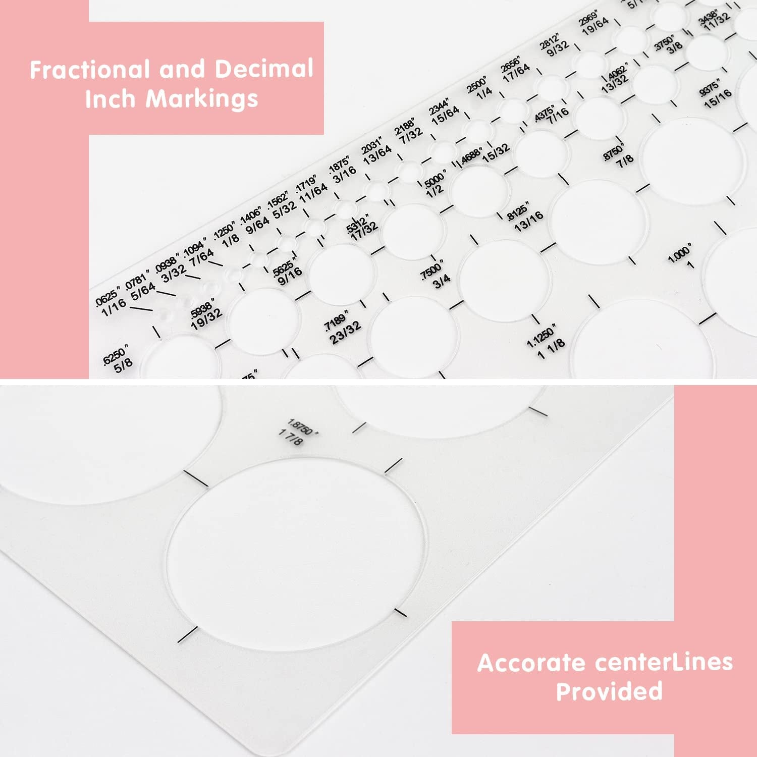 Circle Template Circle round Stencil Templates for Drafting for Office and School Building Formwork Drawings Templates, Large and Small Size, 3 Pack