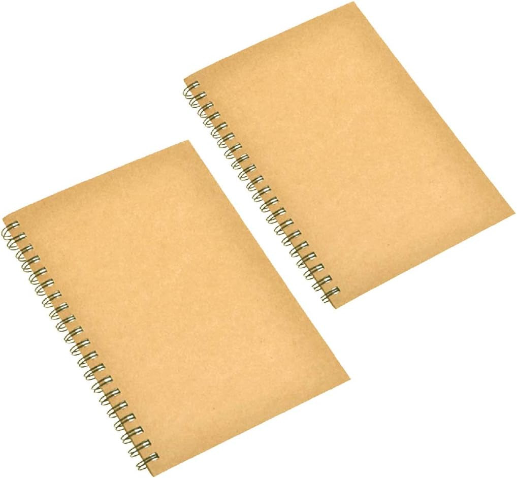 Spiral Sketch Book Large Notebook（Built-In Drawing Board） Kraft Cover Blank Sketch Pad Wirebound Sketching for Drawing Painting 8.5X11-Inch (2 Pack) 200 Sheets, 100 Sheets, 200Pages Each