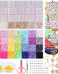 7000 PCS Friendship Bracelet Kit with A-Z Letter Beads, 28 Colors Clay Beads for Bracelets Making Kit with round Alphabet Beads Jewelry Making Kit for Adults