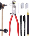 9 Pcs Glass Cutting Tool Set Kit Includes Adjustable Circular Glass Cutter, Glass Running Pliers with Rubber Tip, 2Mm-20Mm Oil Feed Carbide Tip with 3 Bonus Blades for Mirrors Tiles Mosaic