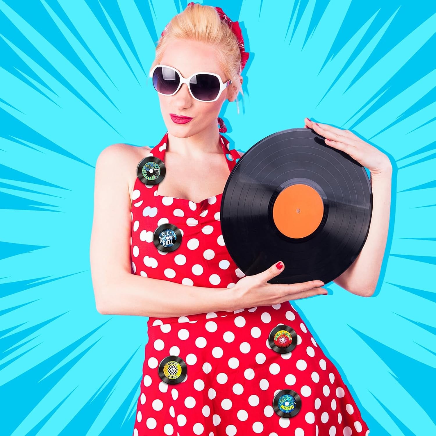 48 Pieces 50S Party Favors 50S Buttons Pins 1950'S Theme Party Decorations Accessories for Backpacks Jean Jackets 12 Styles