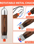 2 Pack Crayon Holder for 1/2'' round or Hexagonal Marking Crayons, Wood Lumber Crayon Holder with Metal Chuck, Metal Caps and Nylon Lanyard, Walnut Handle