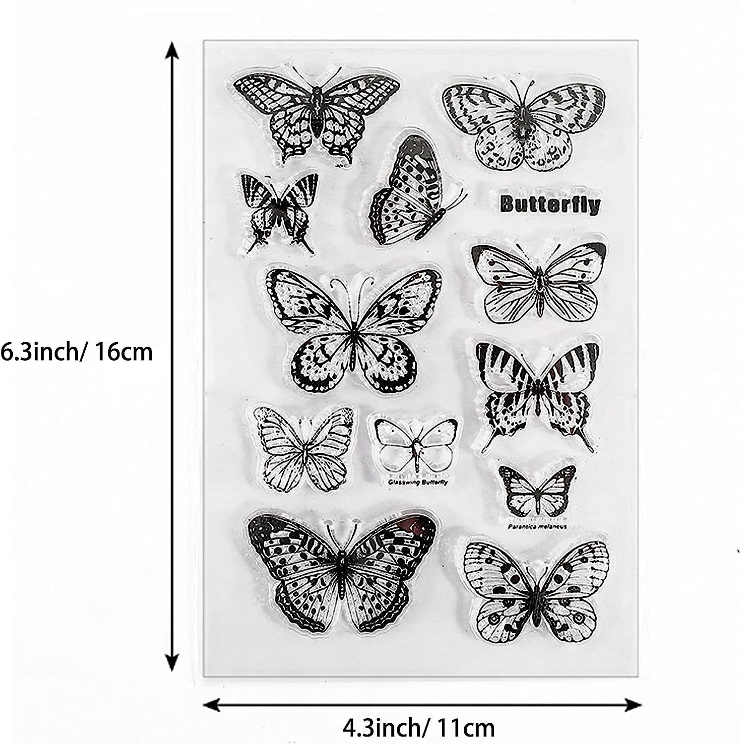 6 Sheets Clear Stamp Silicone Stamp Cards with Greeting Words, Flowers, Leaves, Butterflies, and Moons Pattern for Thanksgiving Christmas Holiday Card Making and DIY Scrapbooking Journaling