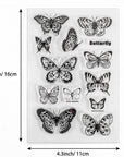 6 Sheets Clear Stamp Silicone Stamp Cards with Greeting Words, Flowers, Leaves, Butterflies, and Moons Pattern for Thanksgiving Christmas Holiday Card Making and DIY Scrapbooking Journaling