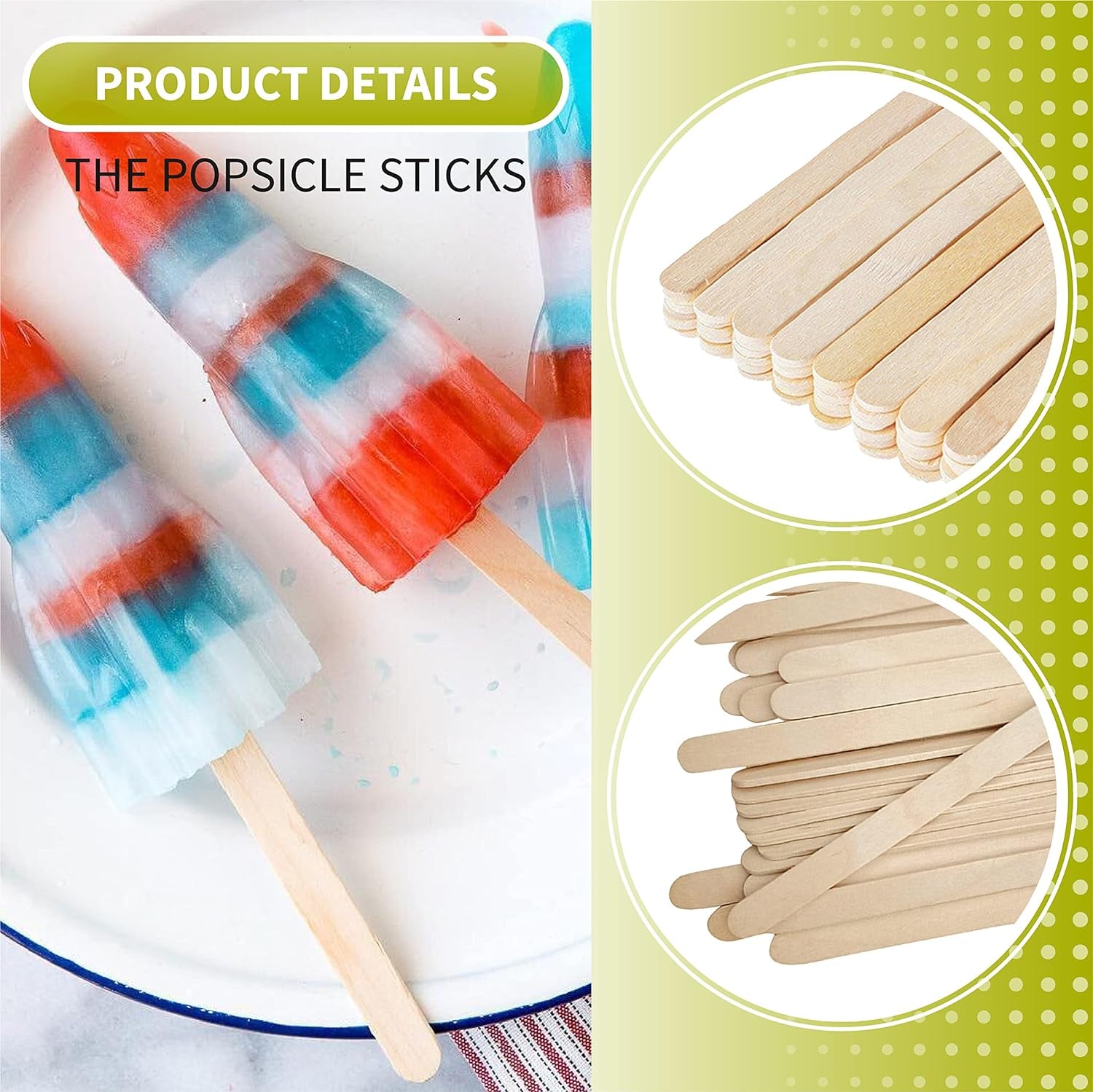 8”100Pcs Jumbo Wooden Craft Sticks Wooden Popsicle Craft Sticks Stick Treat Sticks Ice Pop Sticks for DIY Crafts，Home Art Projects, Classroom Art Supplies