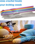 22Pcs Crochet Hooks Set,  Aluminum Handle Knitting Needles, Multicolor Crochet Needles for Yarn Craft, 0.6~6.5Mm