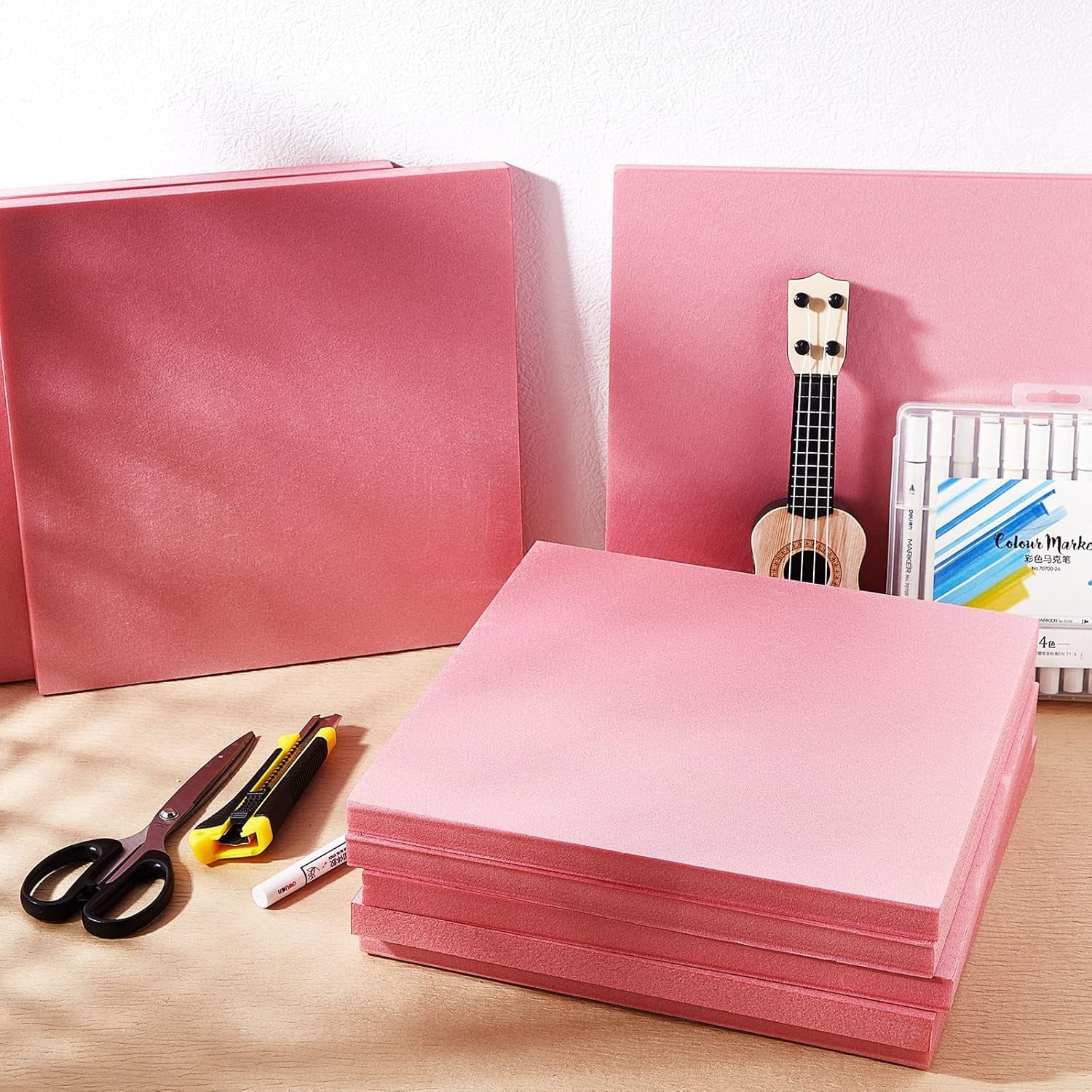 4 Pieces 1' X 1' Pink Insulation Foam 0.79 Inch Thick Polystyrene Rectangles XPS Foam Board Craft Foam for Insulating DIY Modeling Art Supplies
