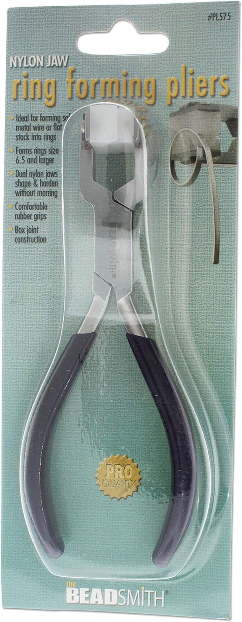 Double Nylon Jaw Ring Bending Plier, 5.5 Inches (140Mm), Black PVC Comfort Grip Handle, No Spring, for Protecting Wire When Bending