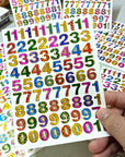 Colorful 0-9 Number, 10 Sheets Self-Adhesive Glitter Metallic Foil Reflective Sticker Decorative Scrapbook for Kid, Birthday Party, Photo, Card, Envelope, Diary, Album. Each Number 0.5 Inches High