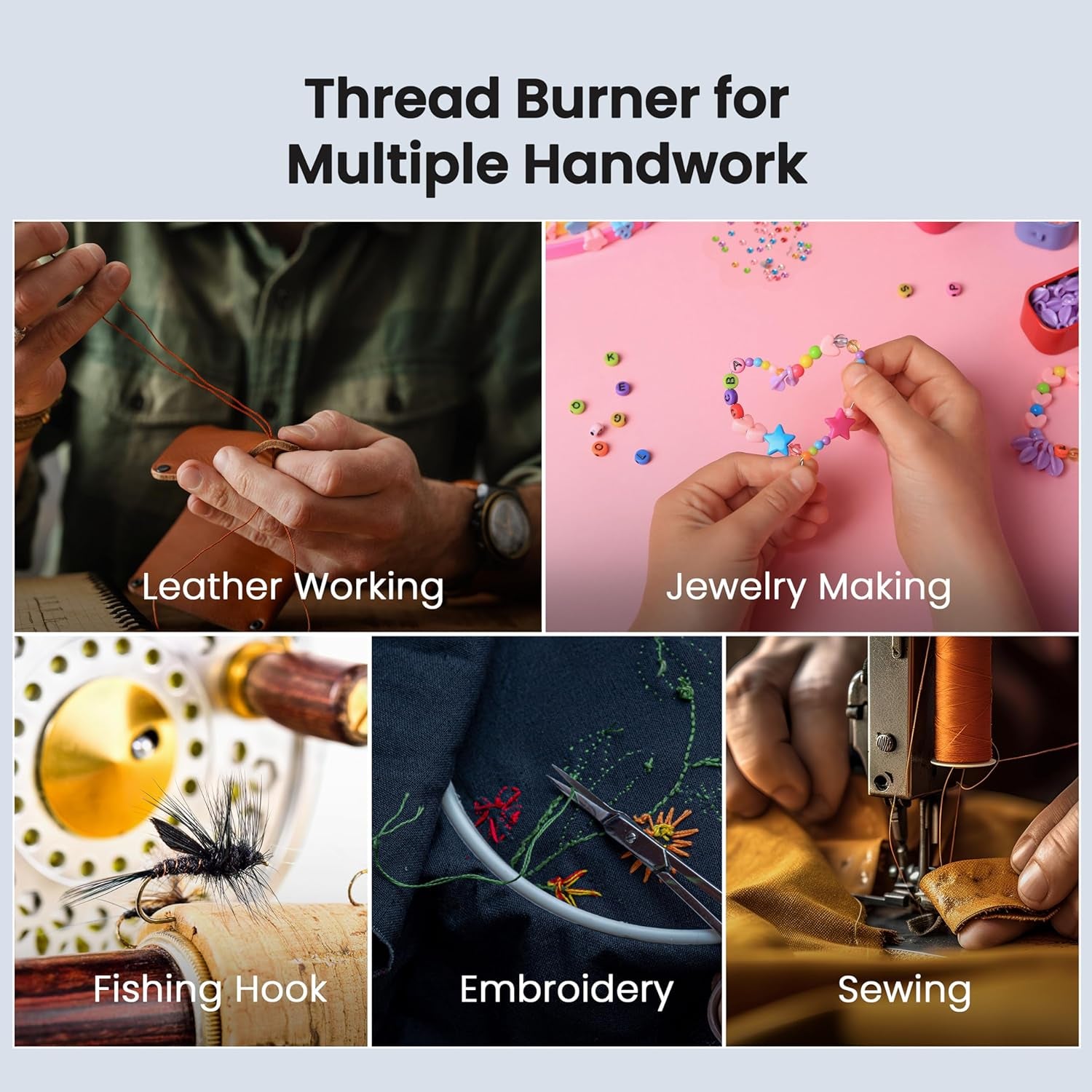 Thread Burner, Thread Burner USB Rechargeable with Power Display, Burn and Melt Thread Easily, Thread Burner Tool Supplies for Beading Thread, Weaving, Sewing, Leather&Jewelry Making
