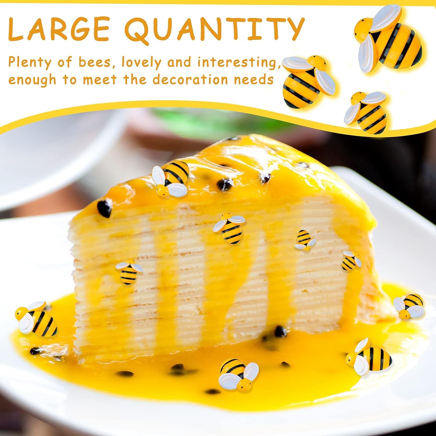 100 Pieces Tiny Resin Bees Ornaments Decor 0.98 Inch, 0.74 Inch, 0.55 Inch Tiny Bees for Crafts Flatback Bee Shaped Embellishments Bee Charms Bees for Wreath Party Home Decoration (Bee)