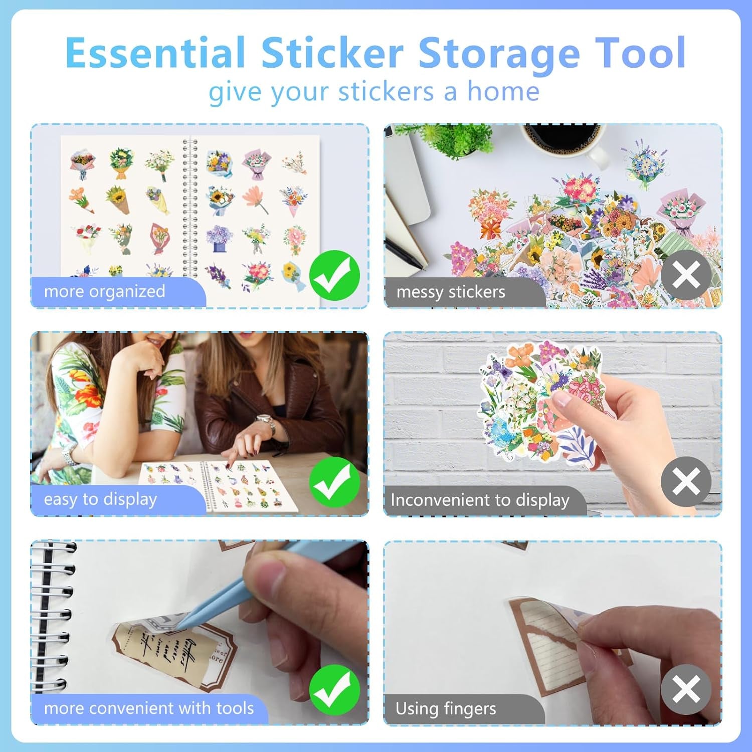 Reusable Sticker Book Collecting Album A5 Size 80 Sheets Sticker Collection Storage Book for Adults Release Paper Sticker Saver Holder Book with Tools (Purple)