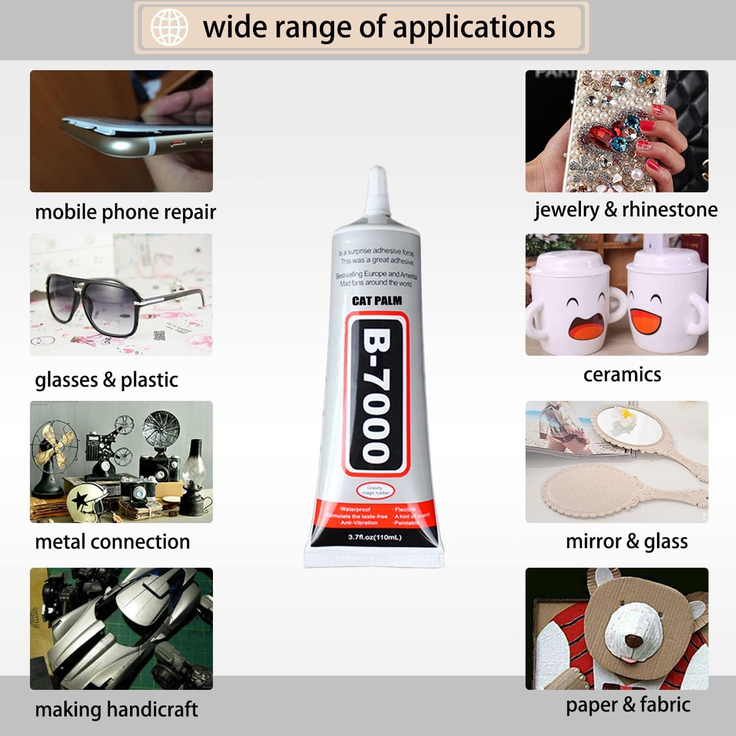 B-7000 Adhesive, Multi-Function Glues Paste Adhesive Suitable for Glass, Wooden, Jewelery, Rhinestones, 0.9 Oz, 2 Packs