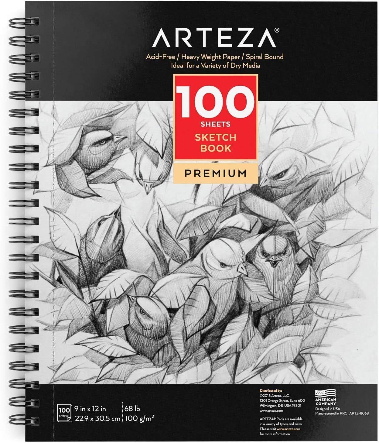 Sketch Book 2-Pack, 9X12 Inches, 200 Sheets, 100 Sheets Each Drawing Book, 68 Lb, 100Gsm Paper, Spiral Bound Artist Sketch Pad, Durable Acid Free Drawing Pad, for Adults and Teens, Bright White