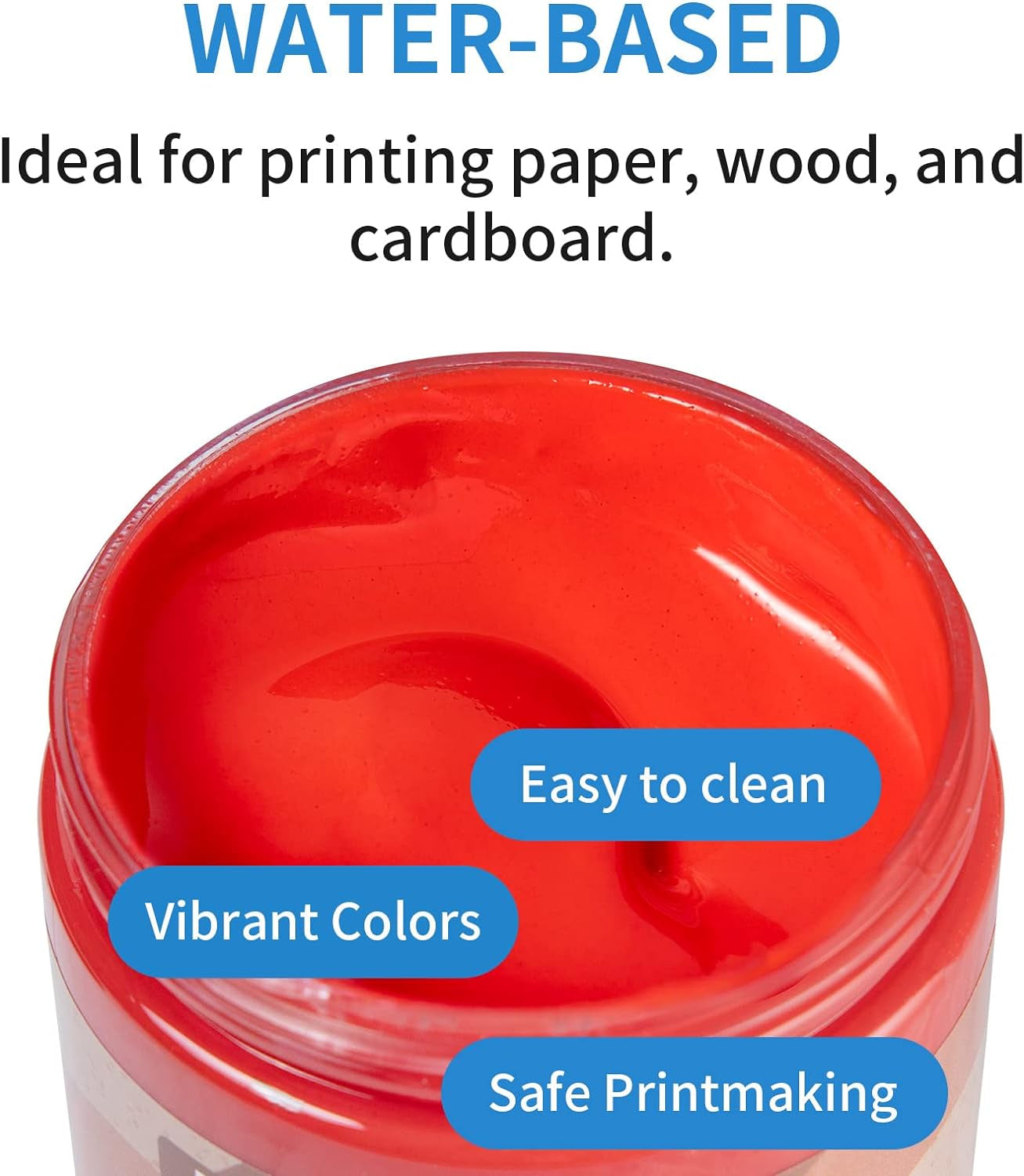 Water-Soluble Block Printing Ink, 6-Color Printmaking Ink Set for Linoleum Block, 3.5 Floz