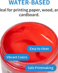 Water-Soluble Block Printing Ink, 6-Color Printmaking Ink Set for Linoleum Block, 3.5 Floz