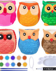 6 Sets DIY Ceramic Owl Succulent Pots Figurines Paint Craft Kit Unpainted Ceramic Bisque Paintable Owl Ceramic Flowerpots with Drainage Hole Ready to Paint for Kids Classroom Craft Project Acticity