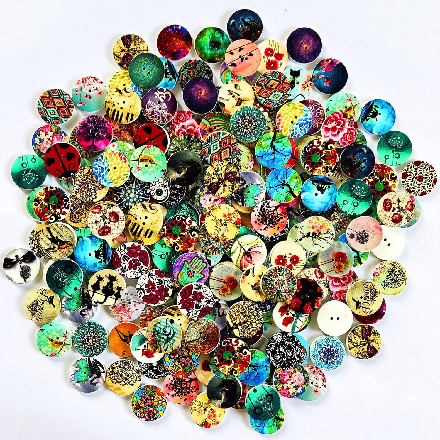 200Pcs Wood Buttons for Crafts 20Mm Wooden Craft Buttons with 2 Holes for DIY Sewing Craft Decorative