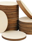 80 Pieces 4 Inch Unfinished Wood Circles Rounds Wooden Cutouts for Crafts, Door Design, Christmas Decorations, Coasters and DIY Home Decor