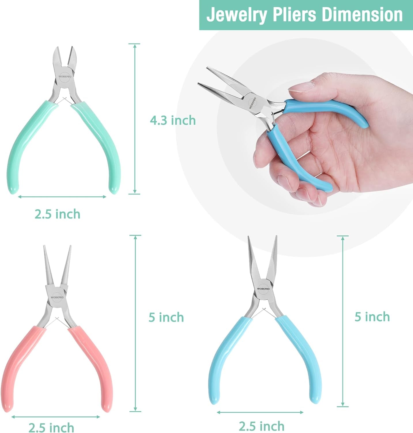 Jewelry Pliers Set, 3 Pack Jewelry Making Tool Kit Includes Mini Needle Nose Pliers/Chain Nose Pliers, round Nose Pliers and Wire Cutter for Jewelry Repair, DIY Crafts, Jewelry Making Supplies