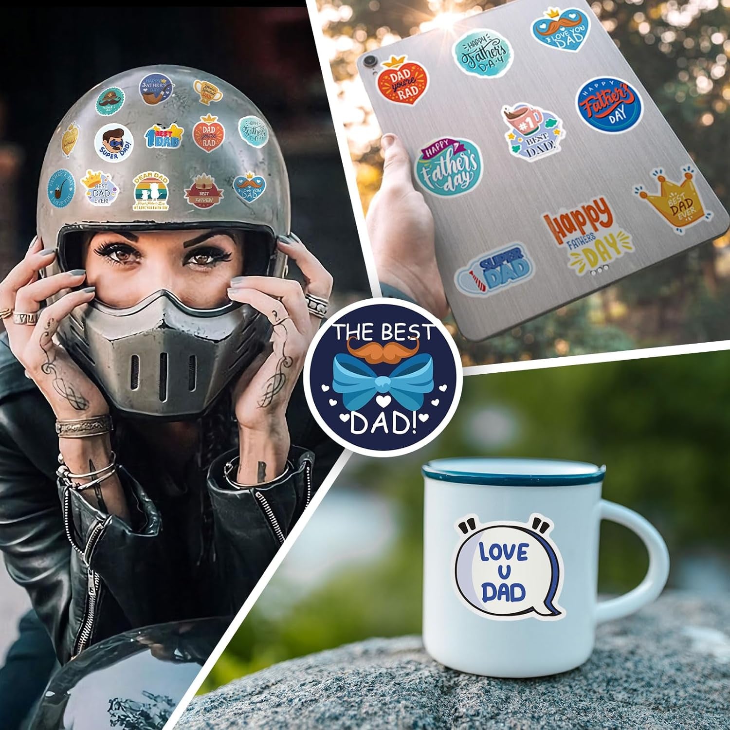 Fathers Day Stickers for Adults, 150Pcs Fathers Day Stickers Decals Decorations Bulk Gifts Set for Fathers Day Gift Cards Scrapbook Skateboard Laptop Water Bottle.