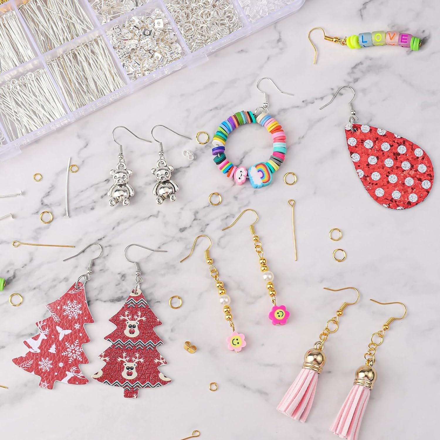 3480Pcs Earring Making Supplies Kit with Earring Hooks, Earring Pins, Jump Rings, Earring Backs, Posts and Earring Making Findings for Jewelry Making Supplies and Earring Repair, Gift for Women