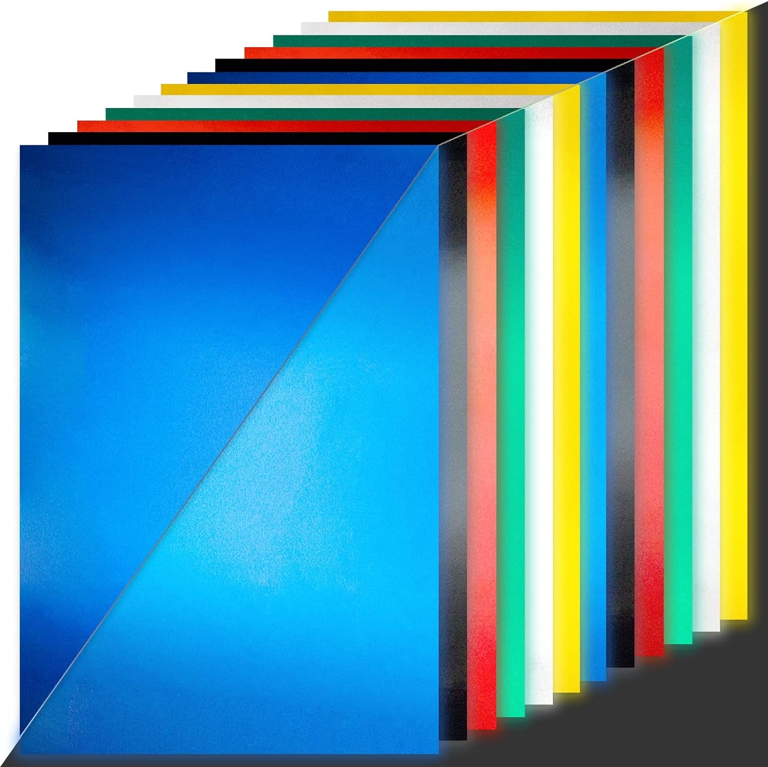 Holographic Vinyl Permanent Compatible with Cricut Joy [20 Pack, 5.5 X 12 Inch] Metallic Opal Vinyl Sheets [Opal, Rainbow/Silver, Pink, Blue/Green, Gold/Red] Strong Foil Adhesive Backed Holo Vinyl