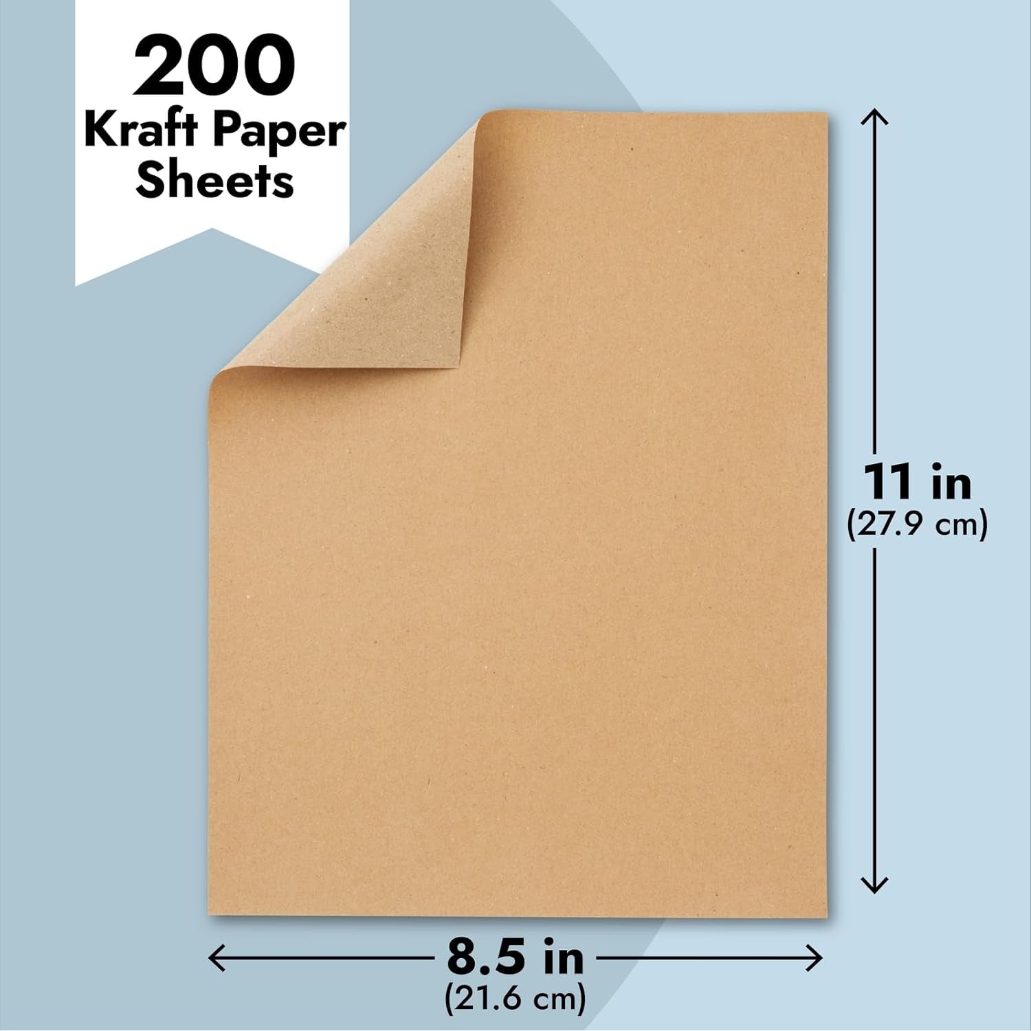 200 Pack Brown Craft Paper for DIY Projects, Classroom, Letter Size Kraft Paper Material Sheets, 130Gsm (8.5 X 11 In)