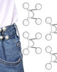 24 Pieces Jean Button Pins Adjustable Buckle Extender Set, No Sewing Required, Pant Waist Tightener for Jeans Dress Fit Instant Button, 4 Set (Pearl and Diamond Style)