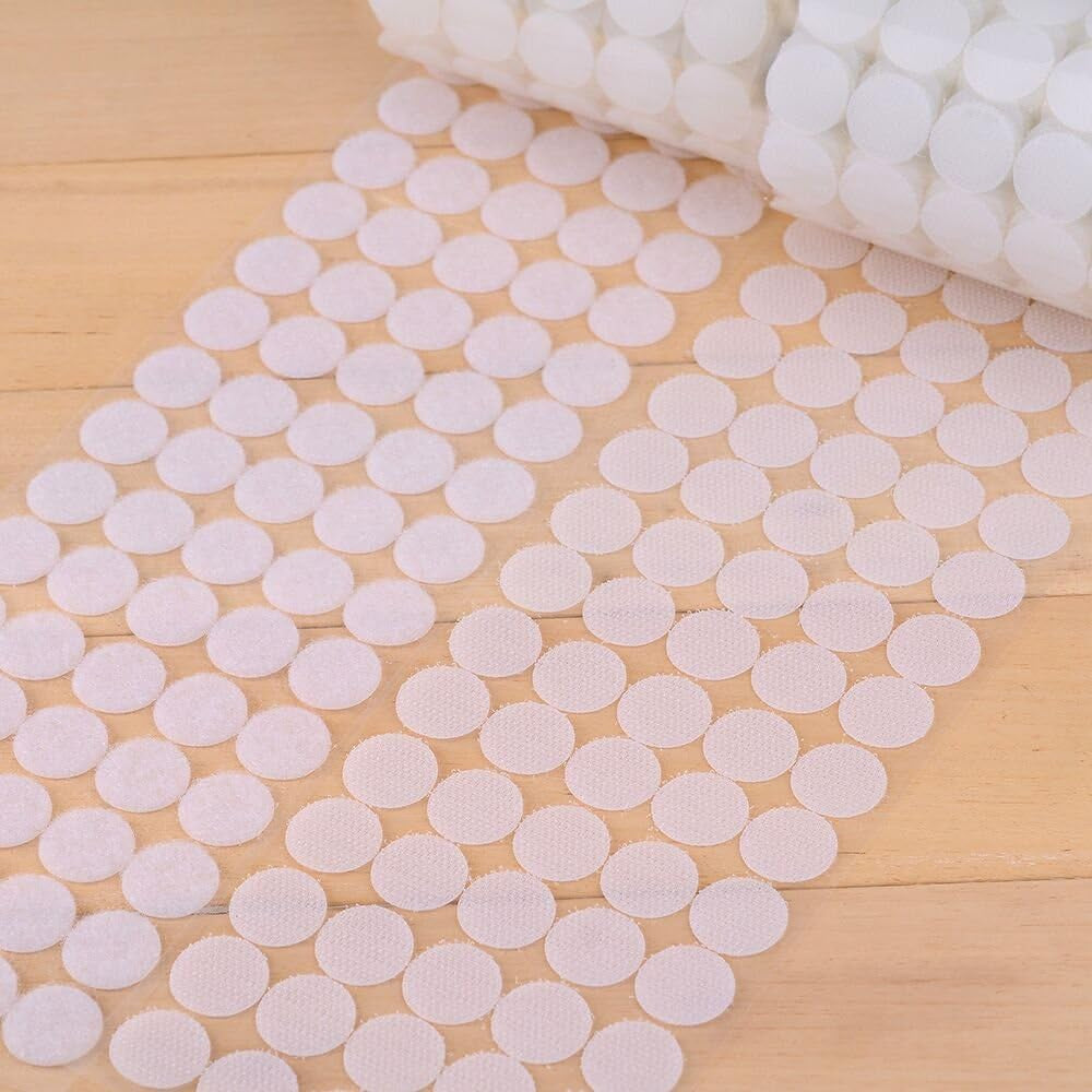 (500 Pair Sets) 3/4Inch 20Mm Diameter Sticky Back Coins Hook & Loop Self Adhesive Dots Tapes (White)