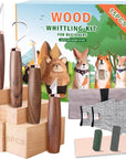 Wood Carving Tools Pack of 11- Includes Black Walnut Handle Wood Carving Knife,Whittling Knife,Hook Knife,Polishing Compound,Sharpening Stone,Cut Resistant Gloves,Wood Carving Kit for Beginners.