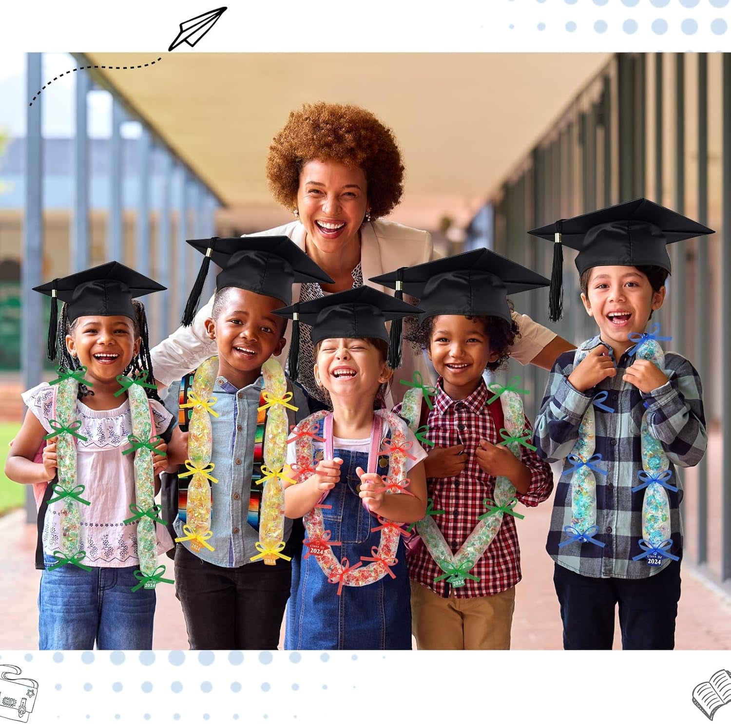 36 Set Graduation Candy Lei Making Kit,Class of 2024 Graduation Hawaiian Candy Lei Bags,Candy Lei Tubing Kit Gift Ribbon Present for Graduation Party Supplies